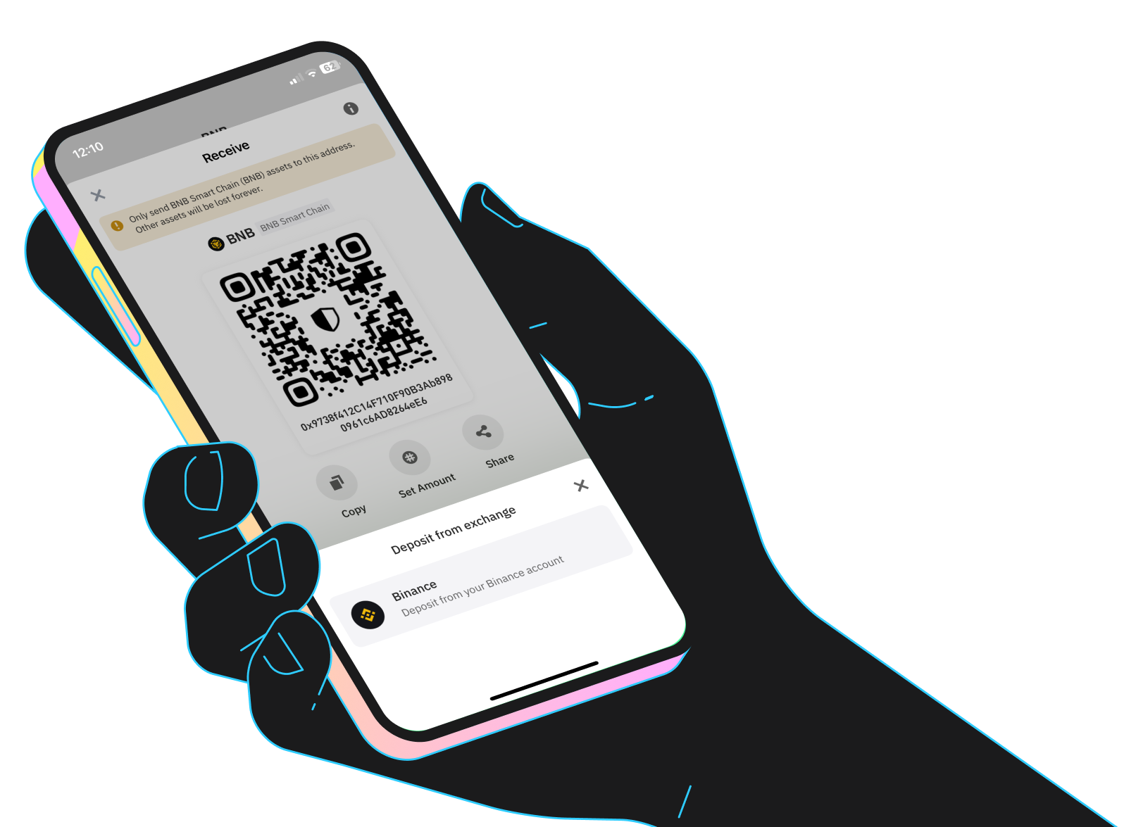 Hand holding deposit from exchange